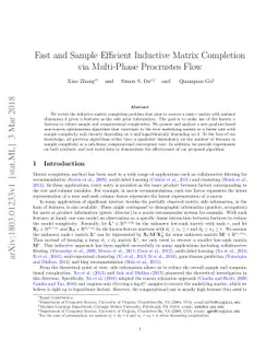 Fast and Sample Efficient Inductive Matrix Completion via Multi-Phase
  Procrustes Flow