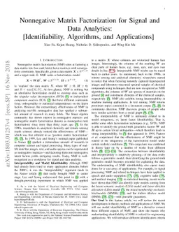 Nonnegative Matrix Factorization for Signal and Data Analytics:
  Identifiability, Algorithms, and Applications