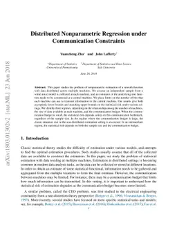 Distributed Nonparametric Regression under Communication Constraints