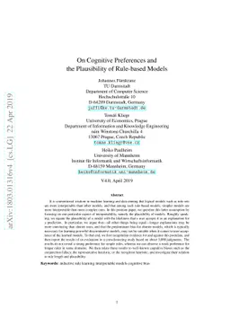 On Cognitive Preferences and the Plausibility of Rule-based Models