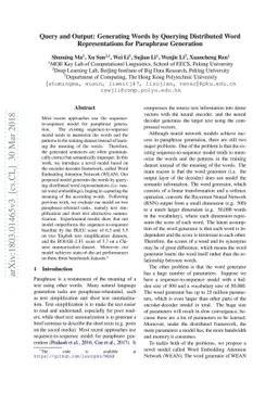 Query and Output: Generating Words by Querying Distributed Word
  Representations for Paraphrase Generation