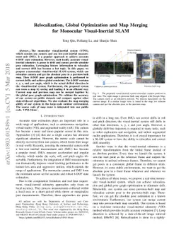 Relocalization, Global Optimization and Map Merging for Monocular
  Visual-Inertial SLAM