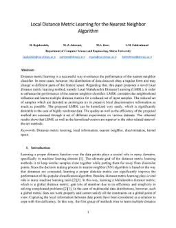 Local Distance Metric Learning for Nearest Neighbor Algorithm