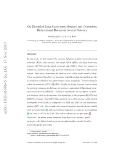 On Extended Long Short-term Memory and Dependent Bidirectional Recurrent
  Neural Network