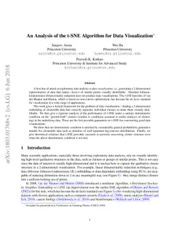 An Analysis of the t-SNE Algorithm for Data Visualization