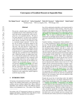 Convergence of Gradient Descent on Separable Data