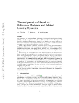 Thermodynamics of Restricted Boltzmann Machines and related learning
  dynamics