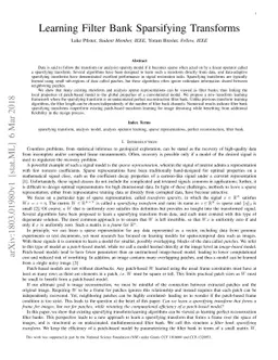 Learning Filter Bank Sparsifying Transforms