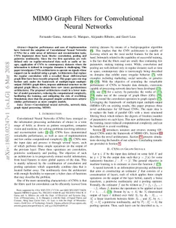 MIMO Graph Filters for Convolutional Neural Networks