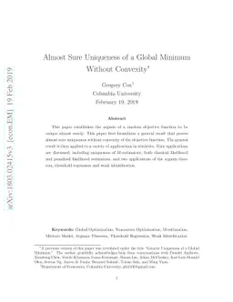 Almost Sure Uniqueness of a Global Minimum Without Convexity