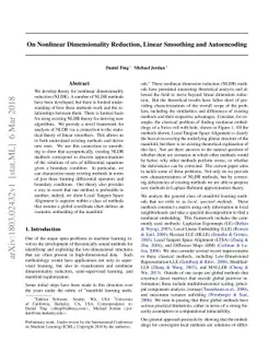 On Nonlinear Dimensionality Reduction, Linear Smoothing and Autoencoding
