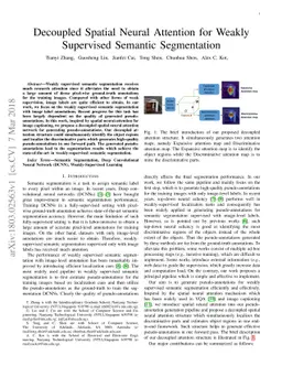 Decoupled Spatial Neural Attention for Weakly Supervised Semantic
  Segmentation