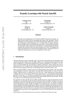 Transfer Learning with Neural AutoML