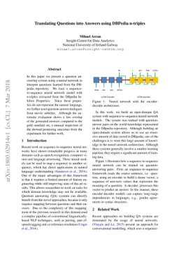 Translating Questions into Answers using DBPedia n-triples