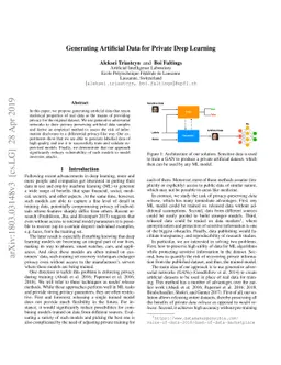 Generating Artificial Data for Private Deep Learning