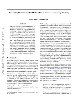 Improving Optimization for Models With Continuous Symmetry Breaking