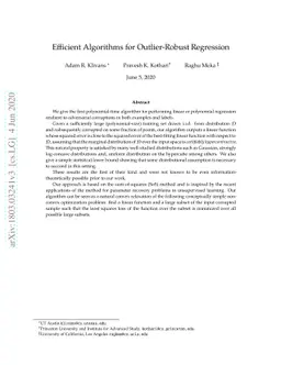 Efficient Algorithms for Outlier-Robust Regression