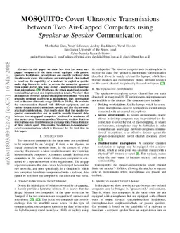 MOSQUITO: Covert Ultrasonic Transmissions between Two Air-Gapped
  Computers using Speaker-to-Speaker Communication