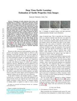 Deep Visuo-Tactile Learning: Estimation of Tactile Properties from
  Images