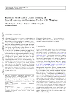 Improved and Scalable Online Learning of Spatial Concepts and Language
  Models with Mapping