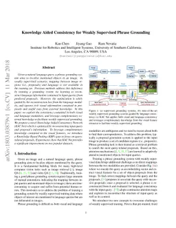 Knowledge Aided Consistency for Weakly Supervised Phrase Grounding