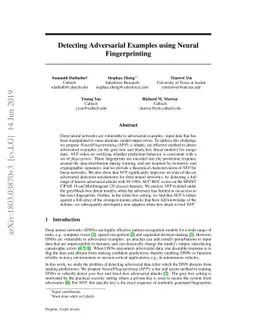 Detecting Adversarial Examples via Neural Fingerprinting
