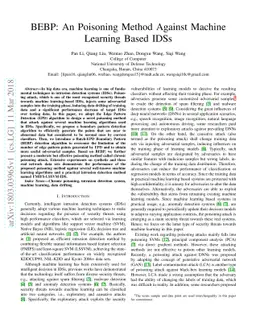 BEBP: An Poisoning Method Against Machine Learning Based IDSs