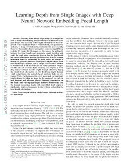 Learning Depth from Single Images with Deep Neural Network Embedding
  Focal Length
