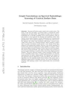 Graph Convolutions on Spectral Embeddings: Learning of Cortical Surface
  Data