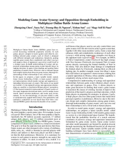 Modeling Game Avatar Synergy and Opposition through Embedding in
  Multiplayer Online Battle Arena Games