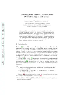 Handling Verb Phrase Anaphora with Dependent Types and Events