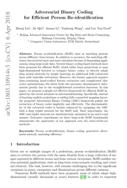 Adversarial Binary Coding for Efficient Person Re-identification