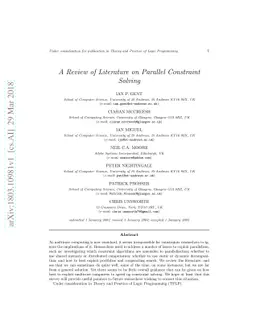 A Review of Literature on Parallel Constraint Solving