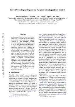 Robust Cross-lingual Hypernymy Detection using Dependency Context