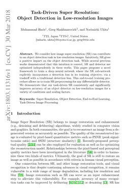 Task-Driven Super Resolution: Object Detection in Low-resolution Images