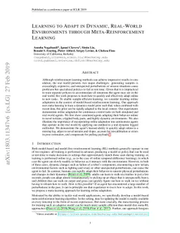Learning to Adapt in Dynamic, Real-World Environments Through
  Meta-Reinforcement Learning