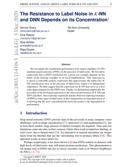 The Resistance to Label Noise in K-NN and DNN Depends on its
  Concentration