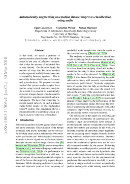 Automatically augmenting an emotion dataset improves classification
  using audio