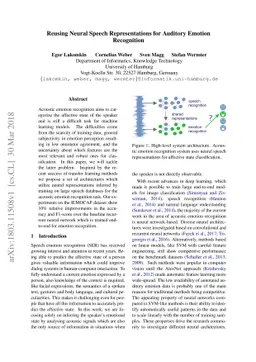 Reusing Neural Speech Representations for Auditory Emotion Recognition