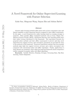 A Novel Framework for Online Supervised Learning with Feature Selection