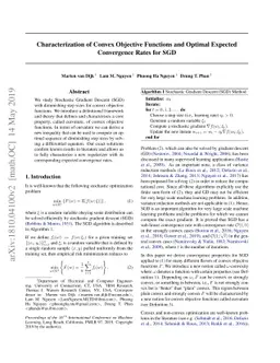 Characterization of Convex Objective Functions and Optimal Expected
  Convergence Rates for SGD