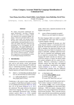 A Fast, Compact, Accurate Model for Language Identification of Codemixed
  Text