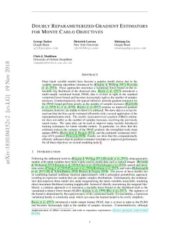 Doubly Reparameterized Gradient Estimators for Monte Carlo Objectives