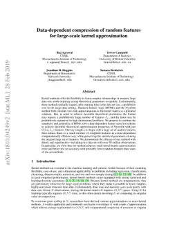 Data-dependent compression of random features for large-scale kernel
  approximation