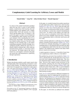 Complementary-Label Learning for Arbitrary Losses and Models