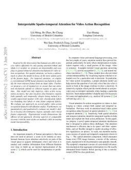 Interpretable Spatio-temporal Attention for Video Action Recognition
