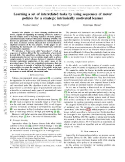 Learning a Set of Interrelated Tasks by Using Sequences of Motor
  Policies for a Strategic Intrinsically Motivated Learner
