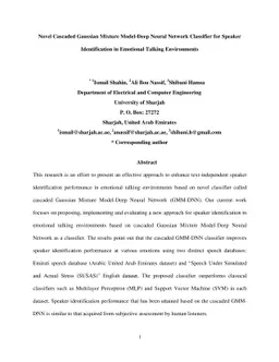 Novel Cascaded Gaussian Mixture Model-Deep Neural Network Classifier for
  Speaker Identification in Emotional Talking Environments