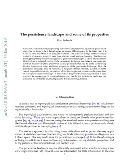 The persistence landscape and some of its properties