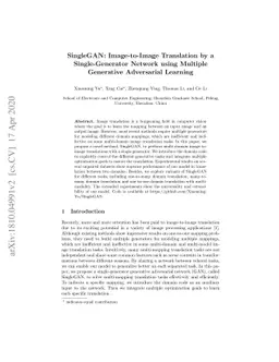 SingleGAN: Image-to-Image Translation by a Single-Generator Network
  using Multiple Generative Adversarial Learning